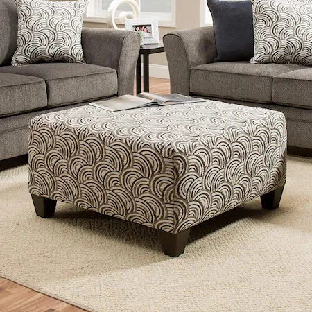 Cocktail Ottoman with Tapered Legs